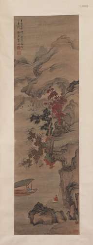 A CHINESE PAINTING OF FIGURE STORY AMONG MOUNTAINS