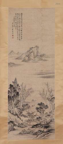 A CHINESE PAINTING OF MOUNTAINS LANDSCAPE