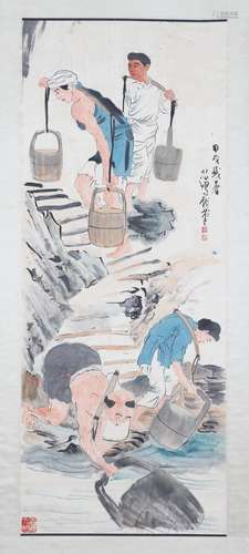 A CHINESE PAINTING OF FIGURE STORY