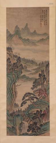 A CHINESE PAINTING OF MOUNTAINS LANDSCAPE