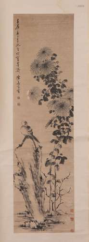 A CHINESE PAINTING OF BIRD AND FLOWERS