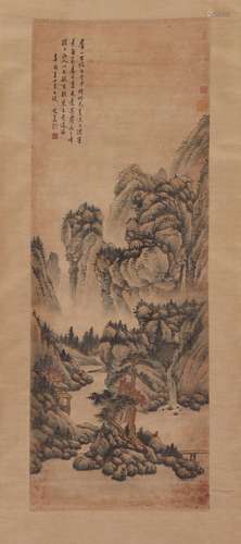 A CHINESE PAINTING OF MOUNTAINS LANDSCAPE