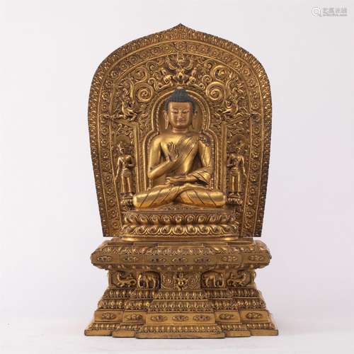 A CHINESE GILT BRONZE FIGURE OF BUDDHA STATUE