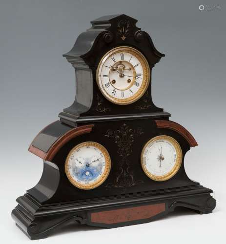 Napoleon III Clock; France, late 19th century.Black marble a...