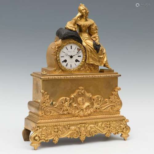 Table clock; Louis Philippe, ca.1840.Gilt and blued bronze.I...
