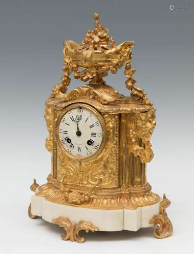 Napoleon III style clock; France, late 19th century.Gilt bro...