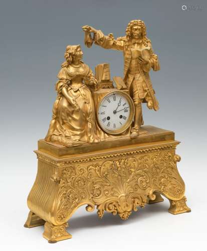 Elizabethan style table clock; circa 1840.Gilt bronze.Measur...