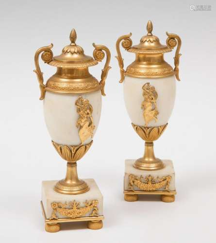 Pair of goblets, following Empire models, late 19th century....