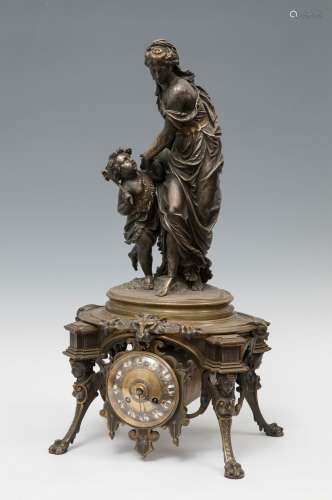 Napoleon III period clock; Paris 19th century.Gilt and parti...