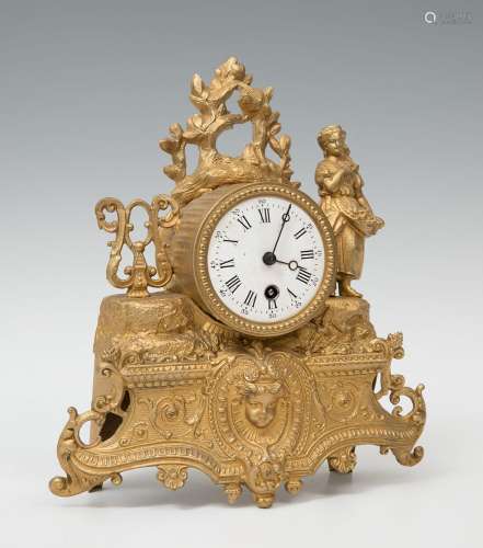 Clock; France, mid-19th century.Gilt brass and calamine.In n...