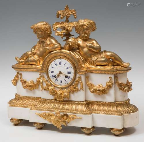 Napoleon III Clock, France, 19th century.Gilded bronze and m...