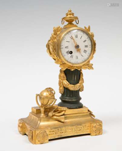 Louis XVI clock, France, late 19th century.Gilt and polychro...