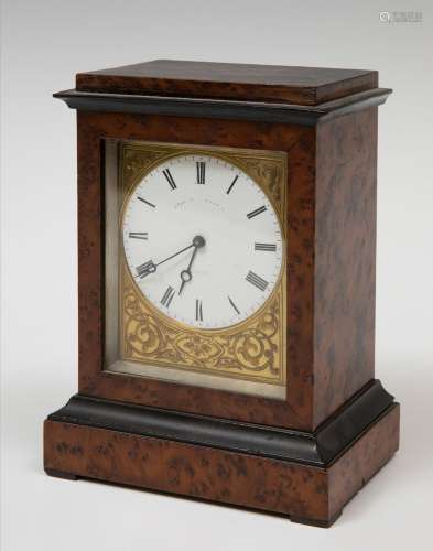 Office clock; 19th century.Carved wooden box.Preserves key.P...