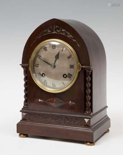 Edwardian clock; England, c. 1900.Wood.Precisely set.Measure...