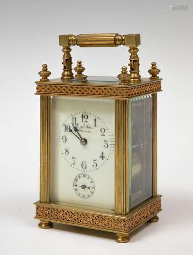 L & E Fabre" travel clock, late 19th century.Bronze...