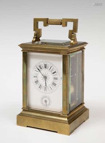 Travel clock; late 19th century.Bronze and bevelled.No key p...