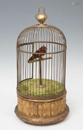 Cage with automaton bird, second half of the 19th century.Br...