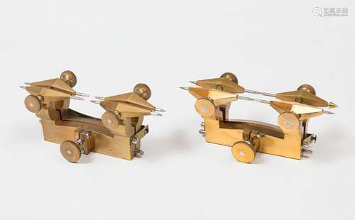 Set of two lathes; France, 19th century.Gilt bronze and iron...