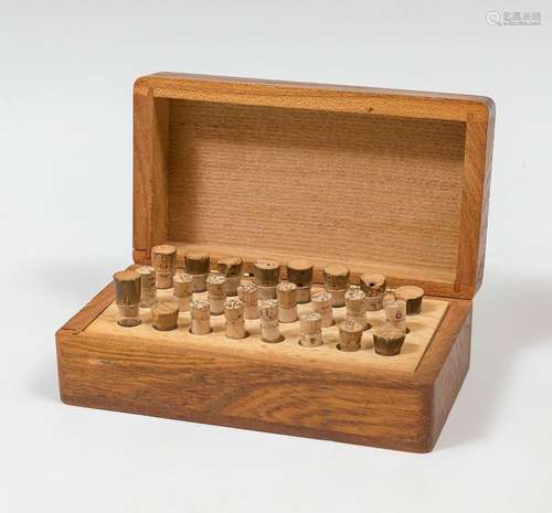 Case with calibrated machine rubies;Carved wood and glass.Sy...