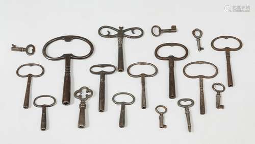 Set of 17 keys; 18th-20th century.Iron and bronze.Some of th...