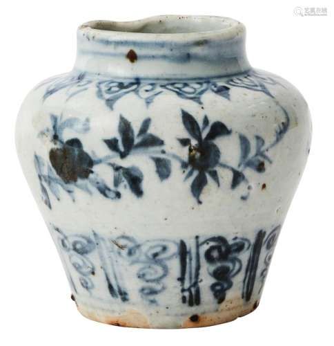 A CHINESE BLUE AND WHITE JAR