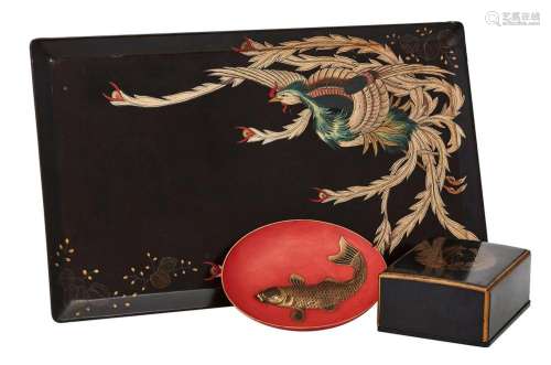 THREE ITEMS OF JAPANESE LACQUER WARE