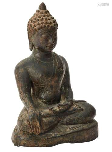 A THAI BRONZE SEATED BUDDHA