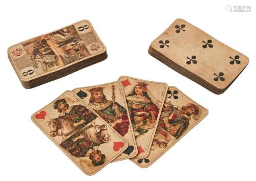 A PART SET OF FRENCH PLAYING CARDS AND GAME CARDS BY B. F. G...