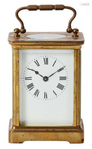 A VICTORIAN BRASS CASED CARRIAGE CLOCK