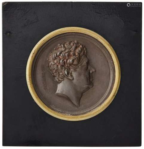 A SILVERED BRONZE PLAQUE OF GEORGE IV