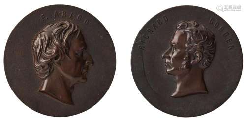 TWO BOIS DURCI MEDALLIONS OF RICHARD COBDEN AND F ARAGO