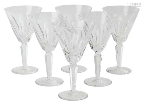 A SET OF SIX WATERFORD CUT CRYSTAL WINE GLASSES
