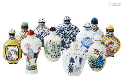 A GROUP OF ELEVEN CHINESE SNUFF BOTTLES