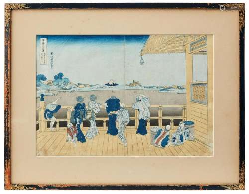 JAPANESE WOODBLOCK PRINT BY HOKUSAI (1760-1849), EDO PERIOD....