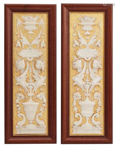 A PAIR OF FLORENTINE CARVED ALABASTER RELIEF PANELS