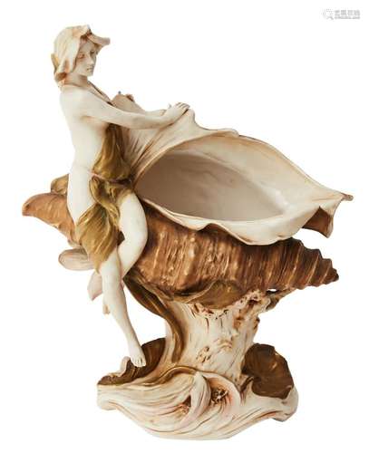 AN ART NOUVEAU ROYAL DUX PORCELAIN FIGURAL VASE