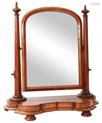 A VICTORIAN SATIN BIRCH TOILET MIRROR