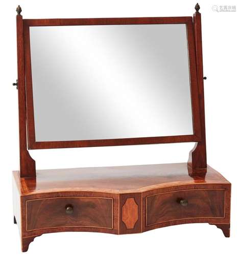 A GEORGE III MAHOGANY AND INLAID TOILET MIRROR