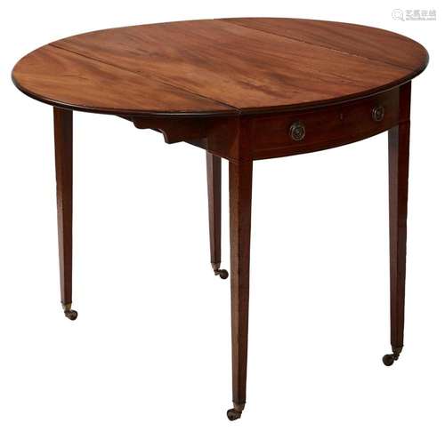 A GEORGE III MAHOGANY OVAL PEMBROKE TABLE