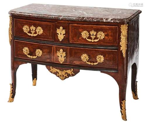 A REGENCE ORMOLU MOUNTED KINGWOOD PARQUETRY COMMODE