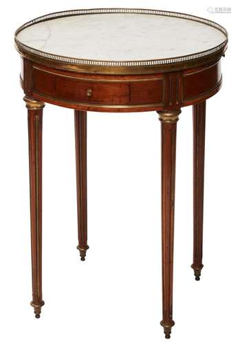 A LOUIS XVI STYLE BRASS MOUNTED MAHOGANY OCCASIONAL TABLE