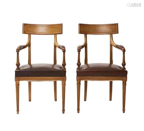 A SET OF NINE DIRECTOIRE FAUTEUILS