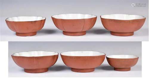 A Group of Six Zisha Bowls Republican Period