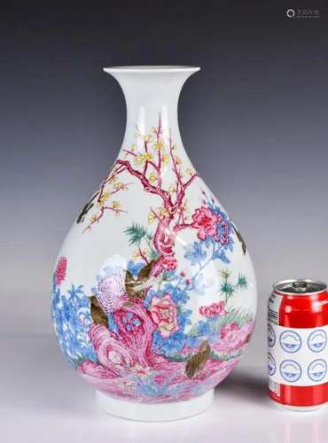 A Famille Rose Vase Yongzheng Mark, 1950-70s