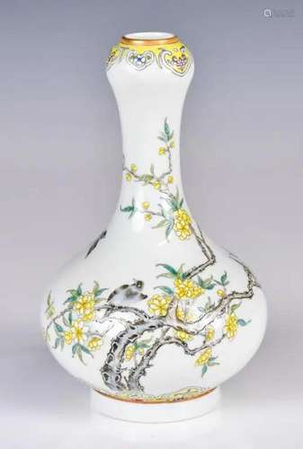 A Enamel Garlic Mouth Vase Zhan Jingzhai Mark