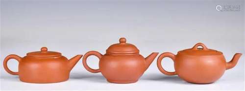 A Group of 3 Zisha Tea Pots Republican Period