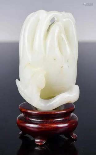 A White Jade Chayote with Stand Qing