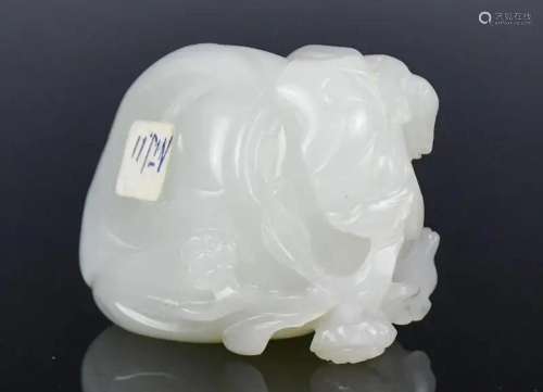 A White Jade Peach Carving w/Stand Qing