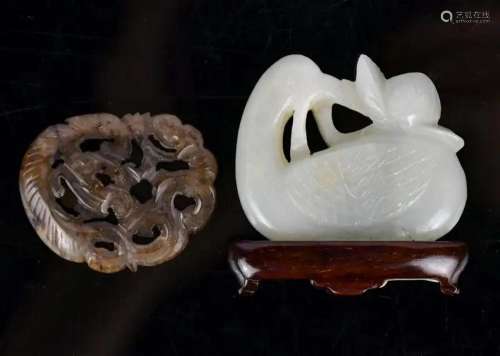 A Group of Two Jade Carvings Qing
