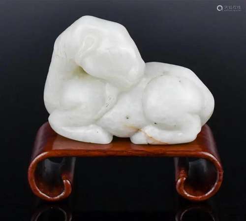 A Jade Carved Horse w/Stand Qing